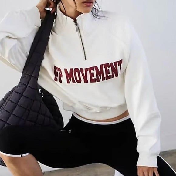Free People For the Win Logo 1/2 Zip M - Picture 1 of 5
